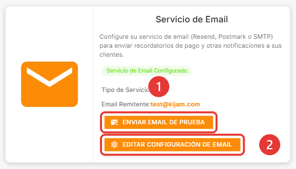 Configuración del Servicio de Email en Integraciones