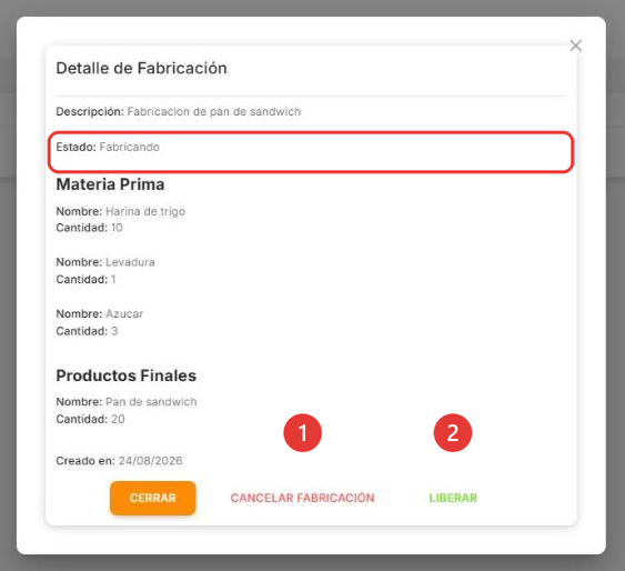 Panel de detalle de una línea de fabricación