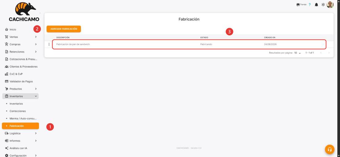 Listado de líneas de fabricación