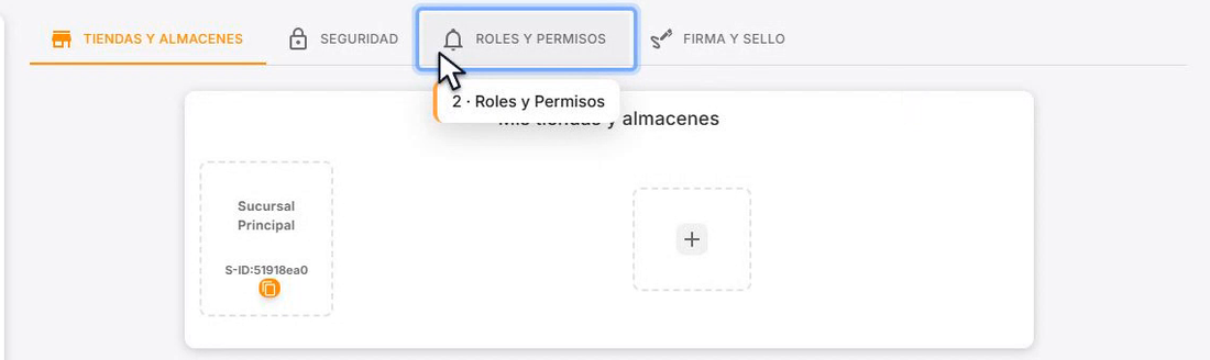 Pestaña Roles y Permisos dentro del perfil