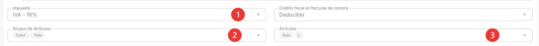 Edición de una variación: Impuesto, Grupos de Atributos y Atributos sí se pueden cambiar