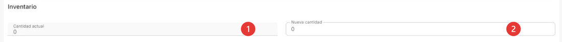 Sección Inventario del panel de edición de una variación