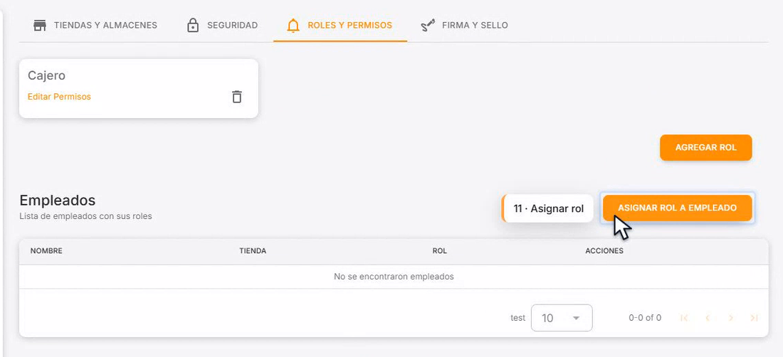 Botón Asignar rol a empleado