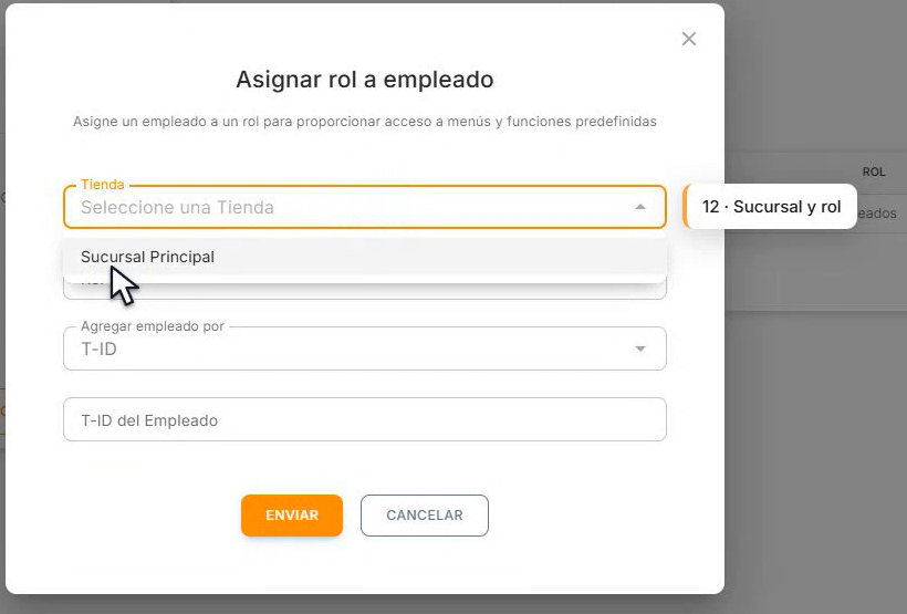 Selector de Tienda y de Rol