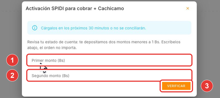 Validación de la cuenta con los dos depósitos